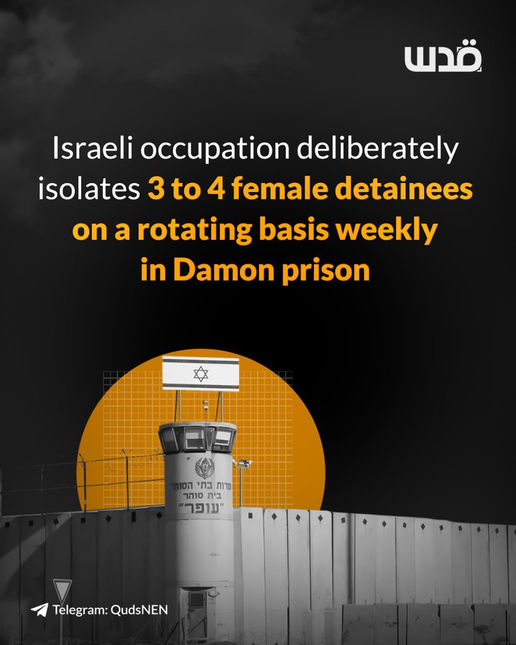 Israel holds 3-4 female detainees in weekly rotating isolation at Damon Prison