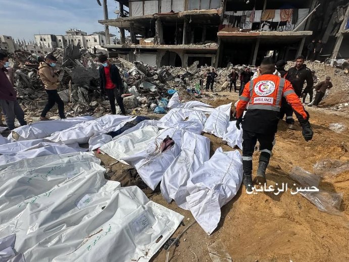 Remains of Palestinian victims exhumed from makeshift cemetery in Beit Lahiya