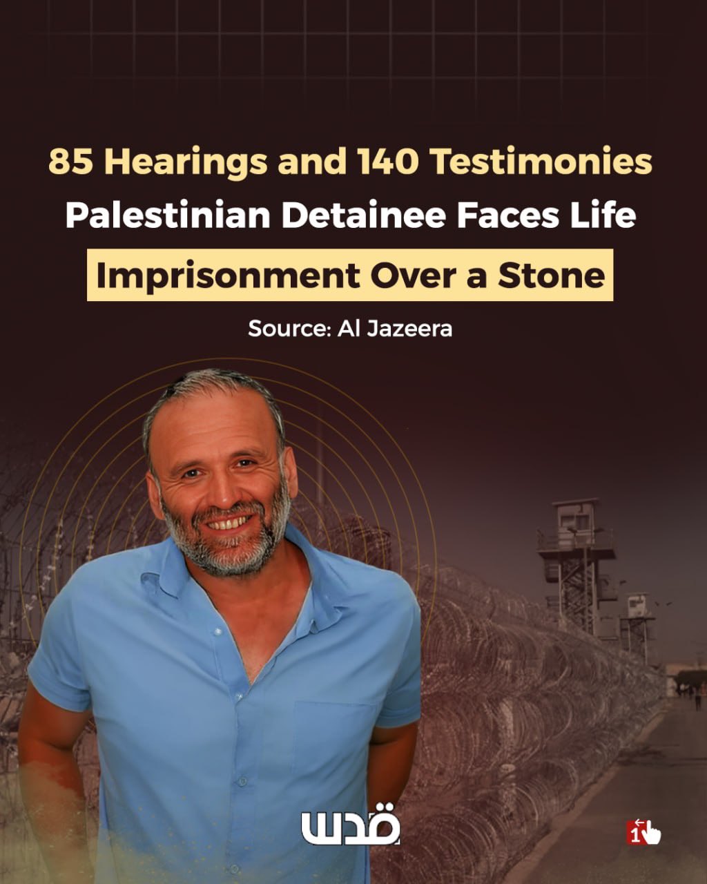 Palestinian detainee Nazmi Abu Bakr faces life sentence over stone-throwing charge