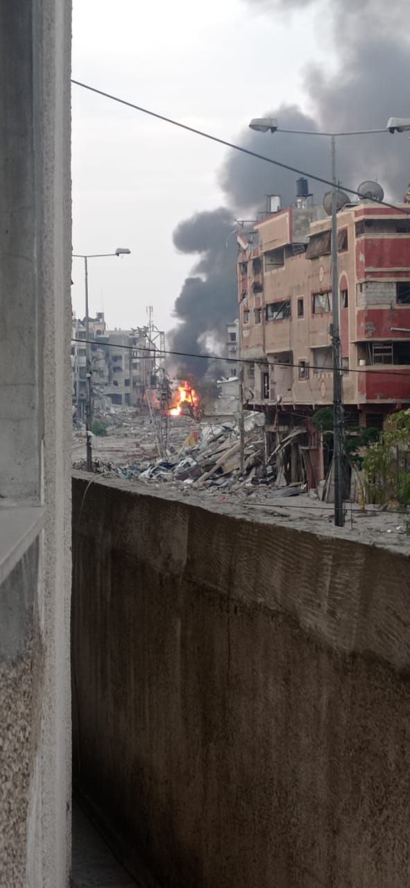 Israeli military sets fire to goods truck in Gaza City