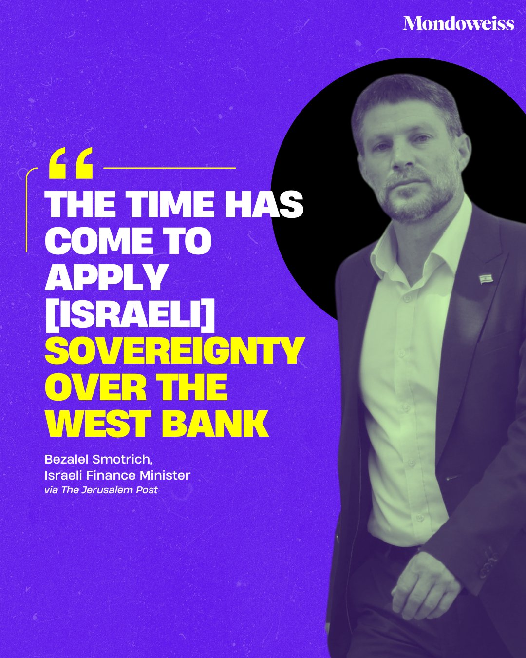 Smotrich announces Israeli sovereignty plans for West Bank in 2025