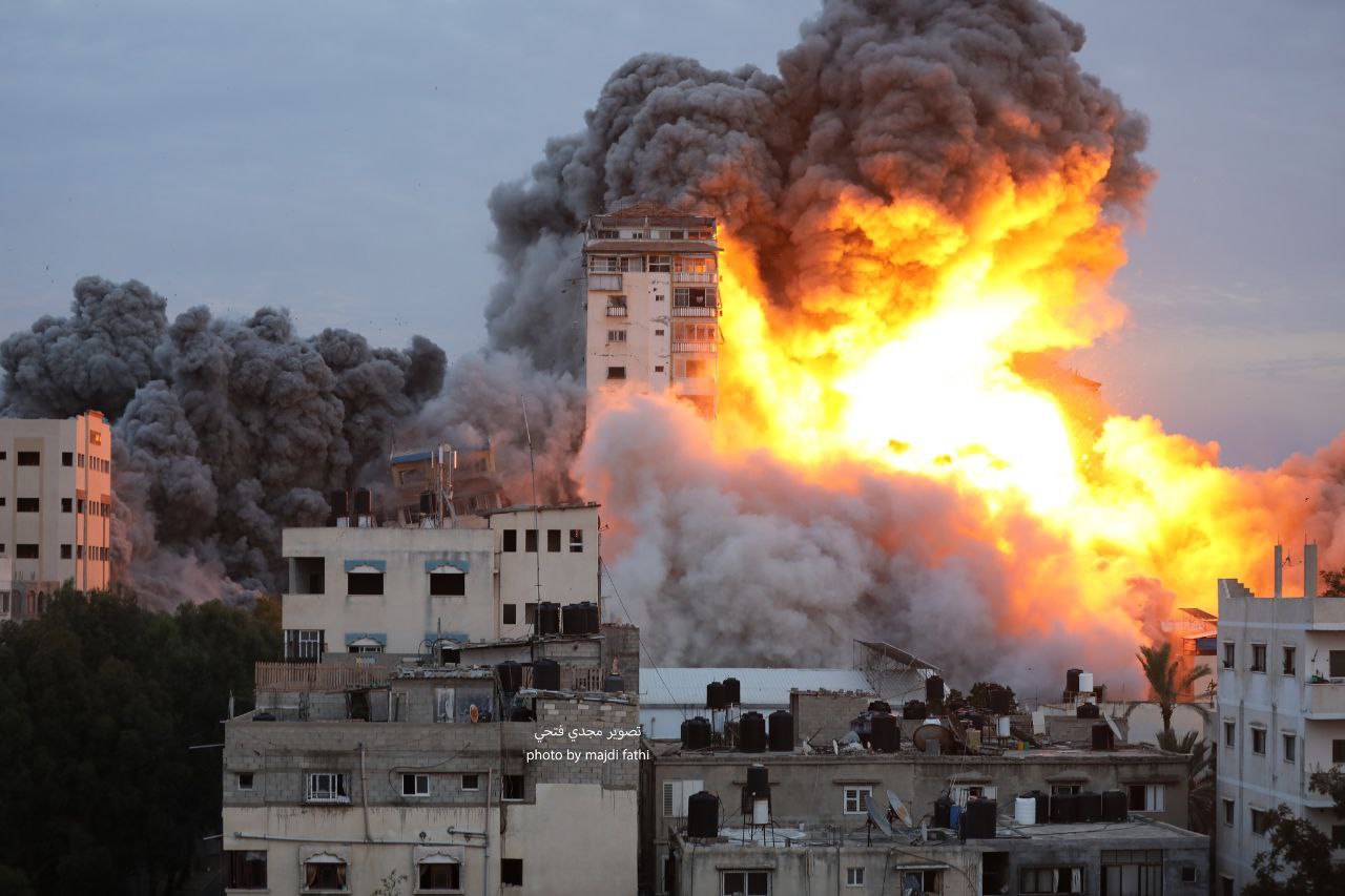 Israeli airstrikes destroy Palestine Tower in Gaza City