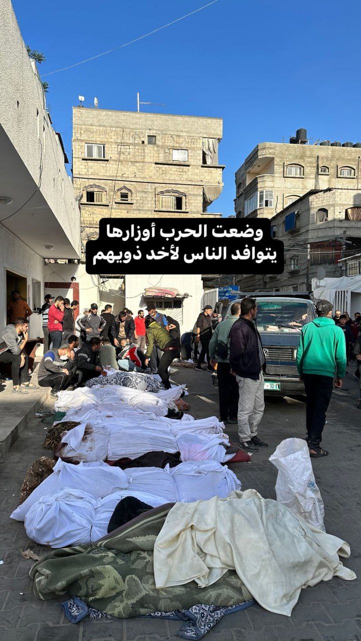 Palestinians receive bodies of martyrs from Israeli airstrikes in Gaza