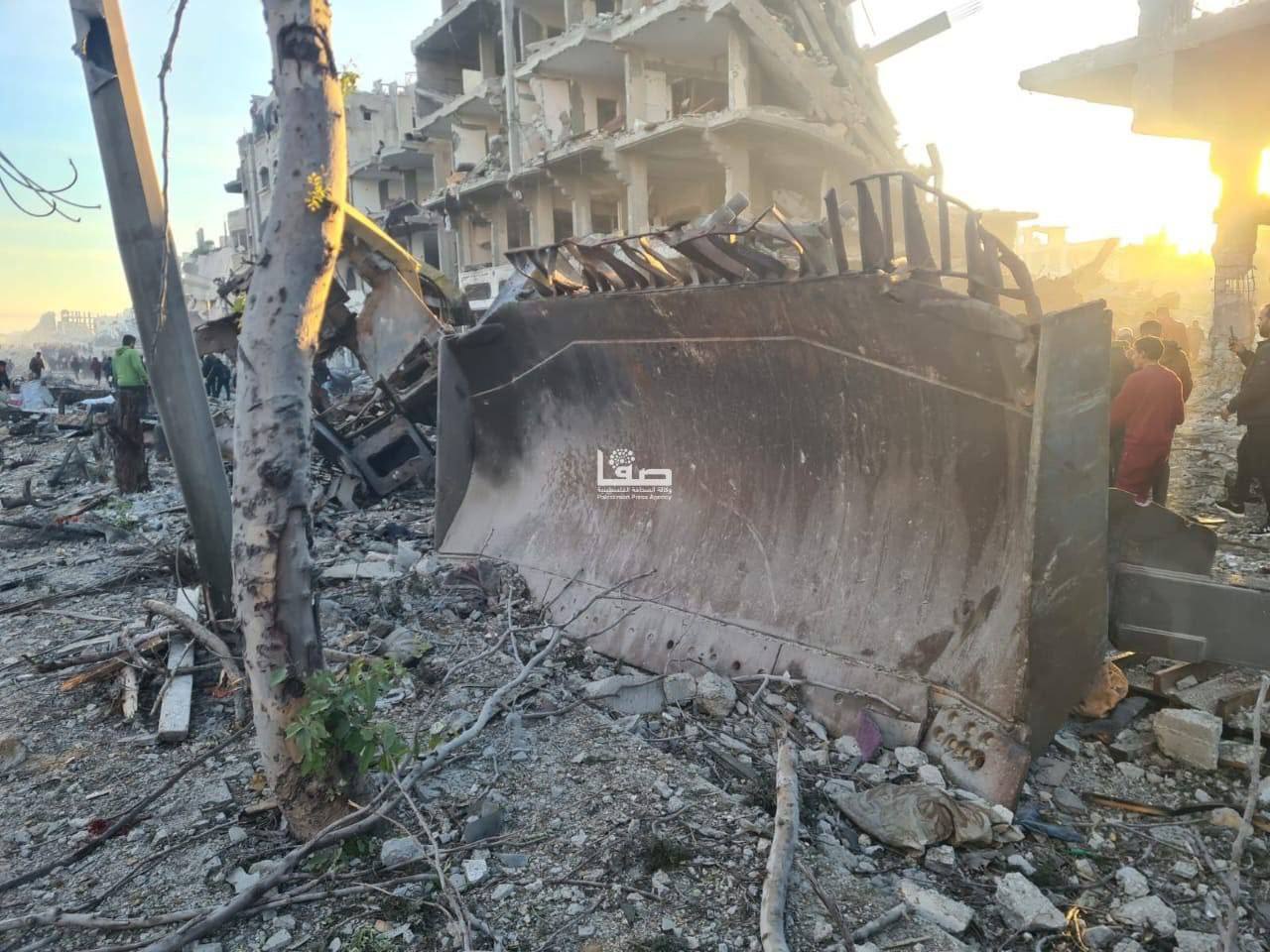 Destroyed Israeli military vehicles left in northern Gaza