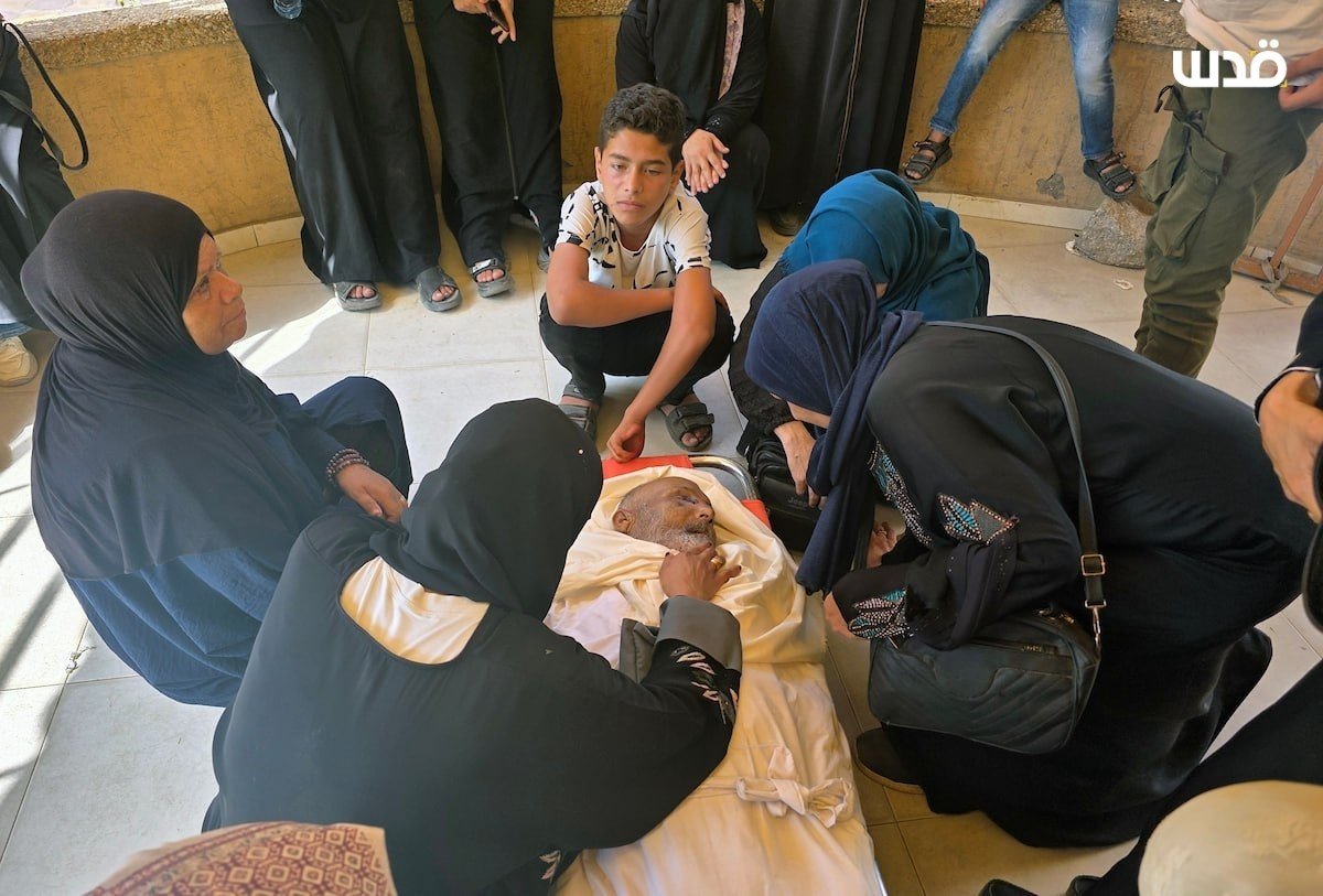 Funeral procession in Khan Younis for two Palestinians killed in Israeli airstrikes