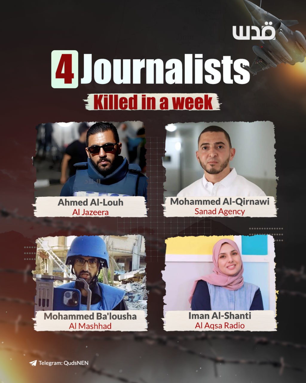 Four Palestinian journalists killed in Israeli attacks in Gaza