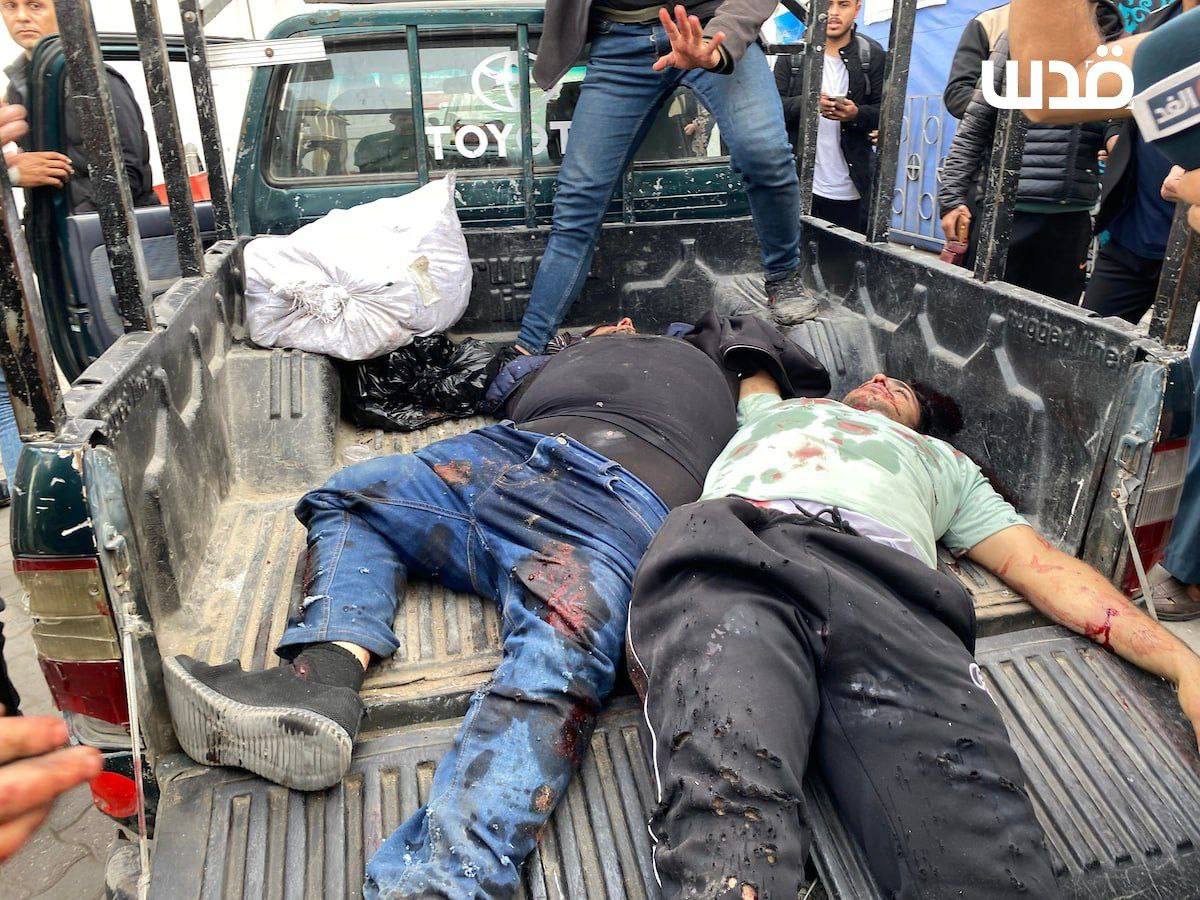 Palestinian bodies transported to hospital after Israeli attacks on Gaza City
