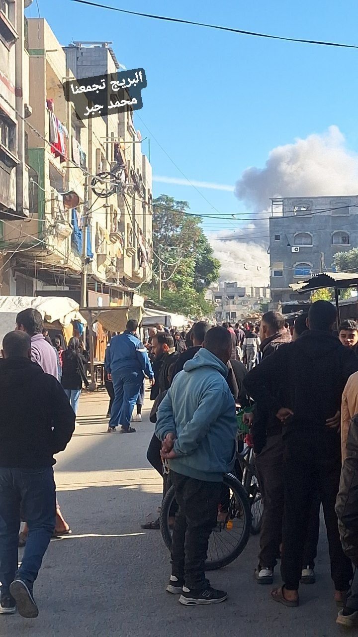 Israeli airstrike hits Al-Shahid Mosque area in Bureij camp, Gaza