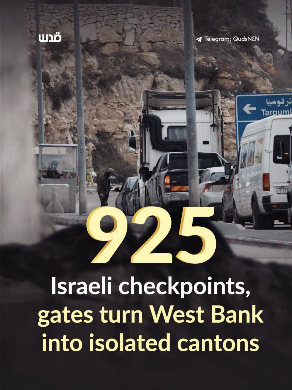 West Bank isolated by 925 Israeli checkpoints and military gates