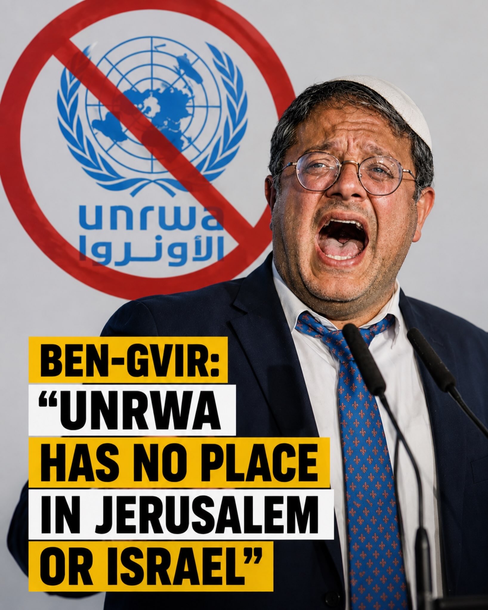 Ben-Gvir announces Israeli eviction of UNRWA premises in Kafr Aqab