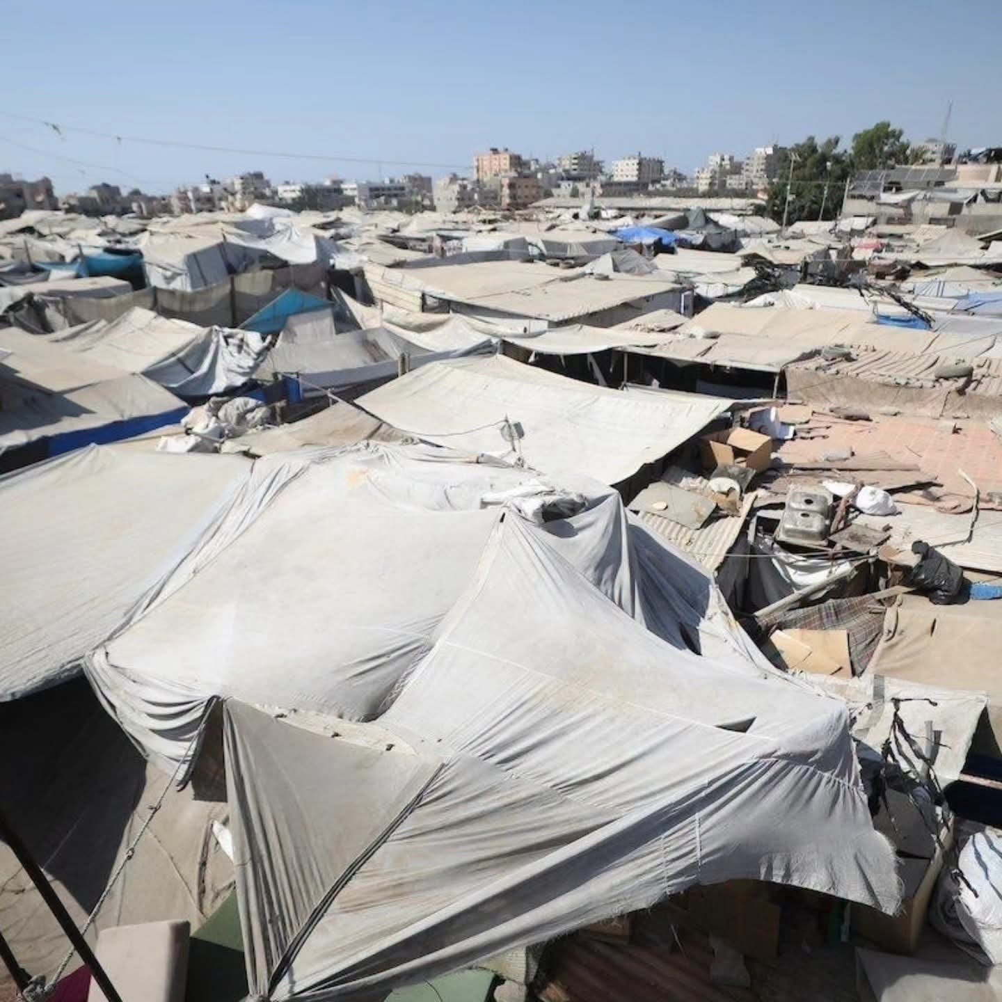 Harsh, extremely hot conditions endured by people in tents across Gaza