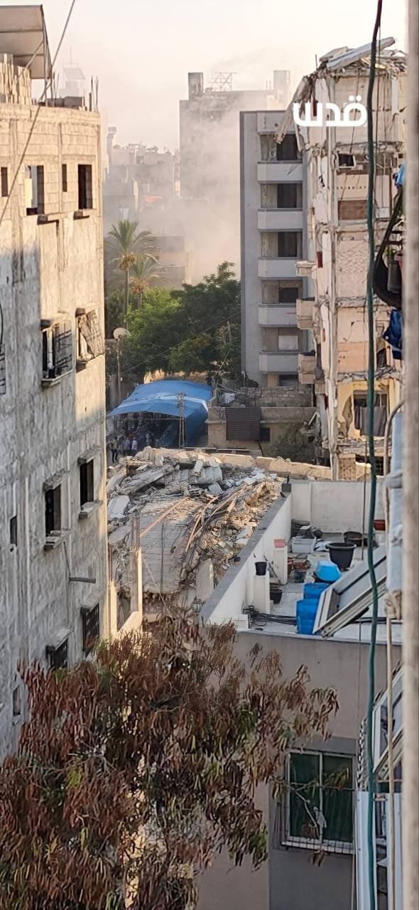 Israeli aircraft strike area behind Sharia Court in Gaza City
