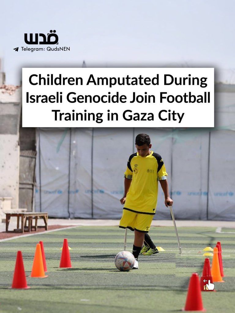 Amputee Palestinian children in Gaza City rehabilitation football training