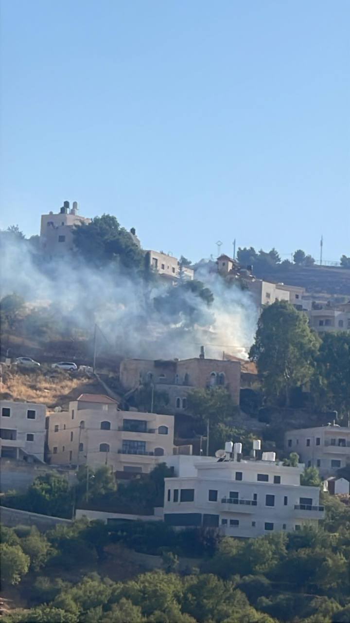 Fire engulfs Kafr Malik lands after Israeli forces fire grenades