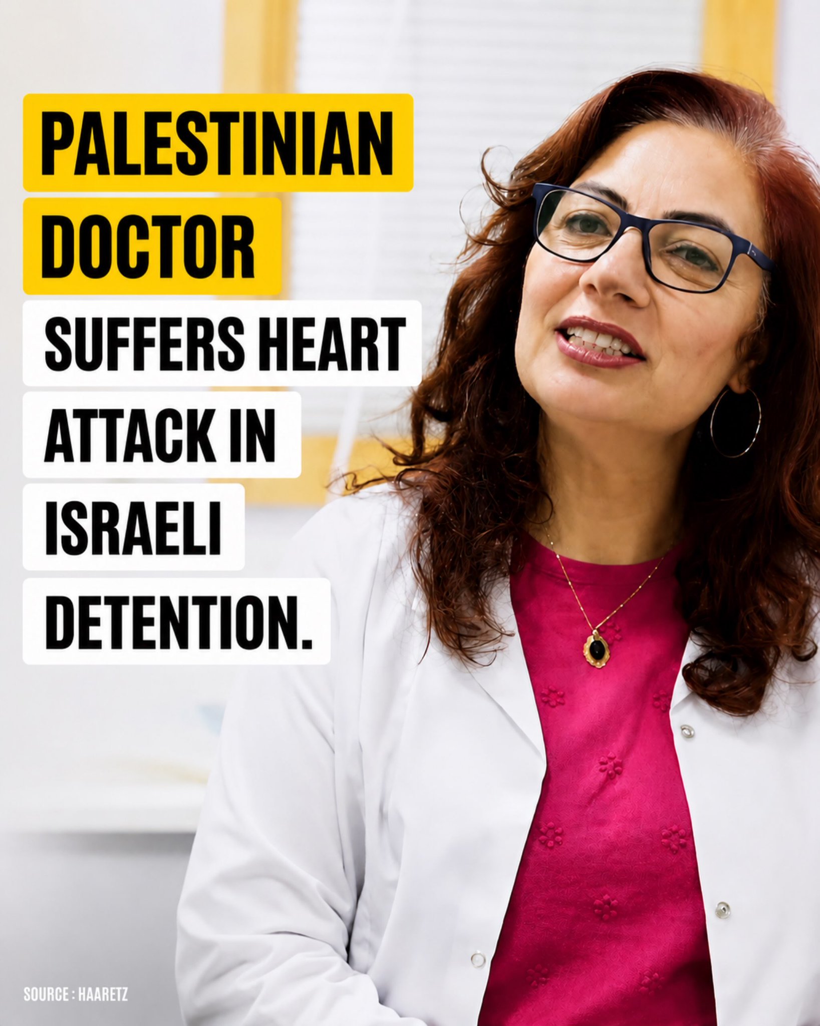 Palestinian gynecologist Dima Amin suffers heart attack in Israeli detention