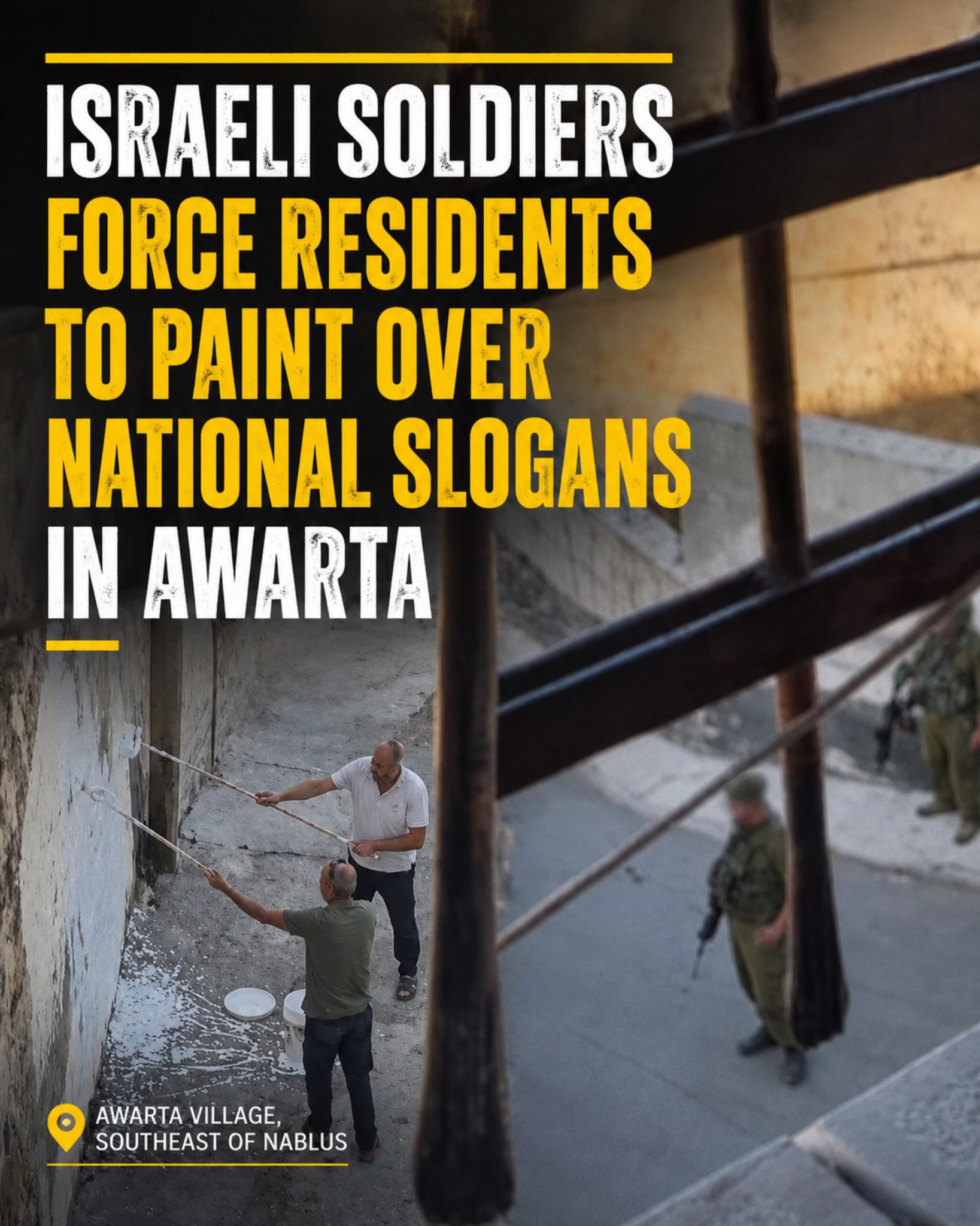 Israeli forces raid Awarta village near Nablus, force residents to erase slogans