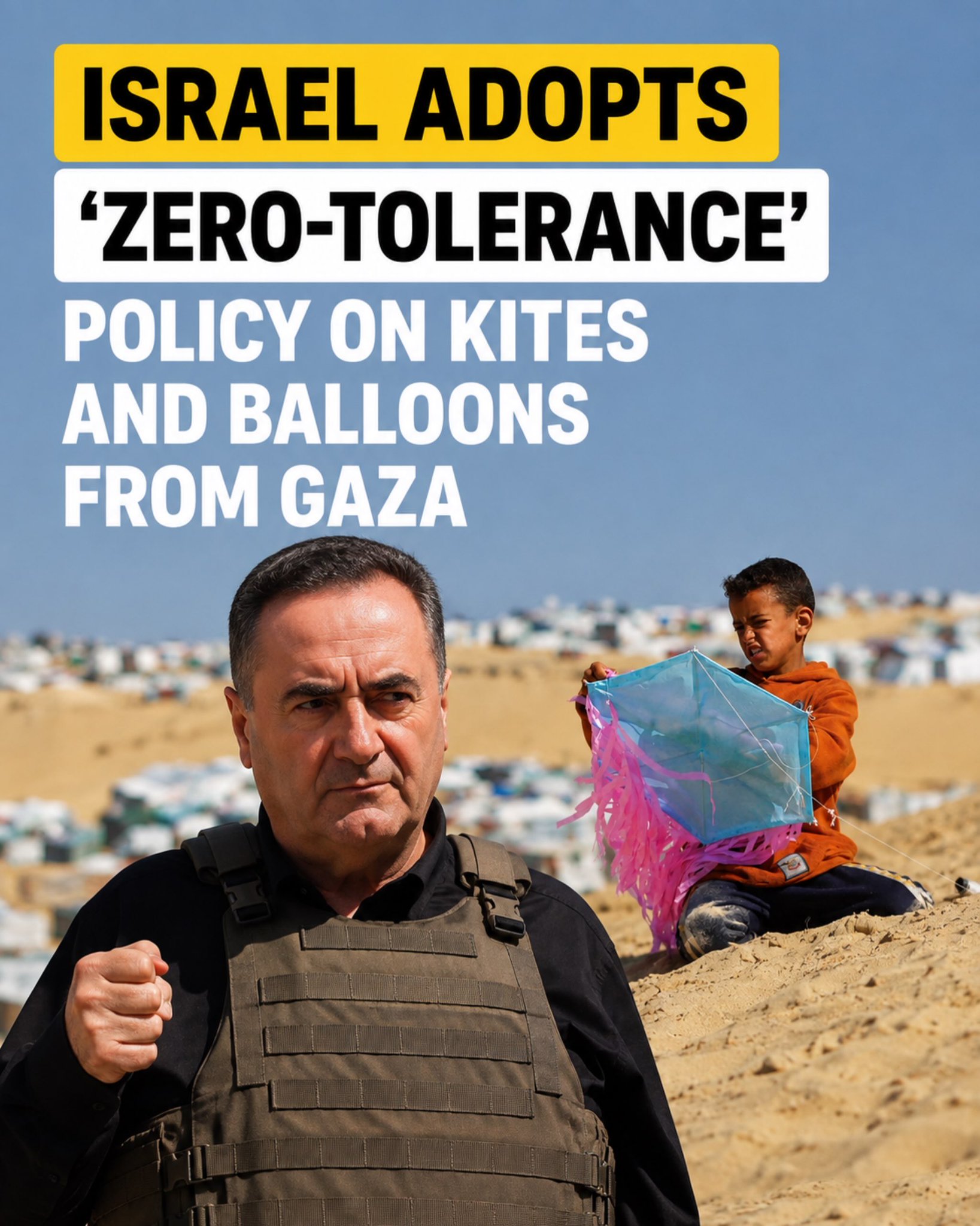 Israeli Defense Minister announces zero-tolerance policy on Gaza kites