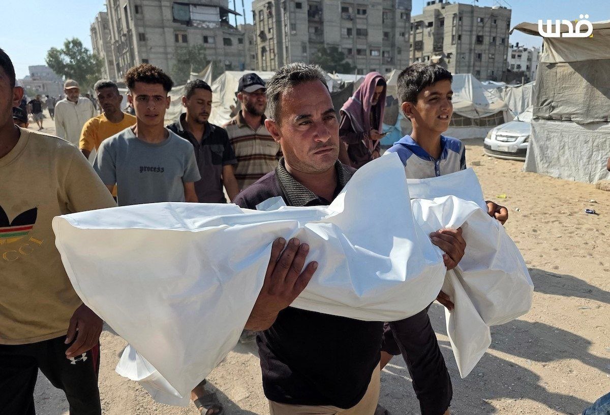 Funeral in Khan Younis for four killed in Israeli airstrikes on Al-Mawasi tents