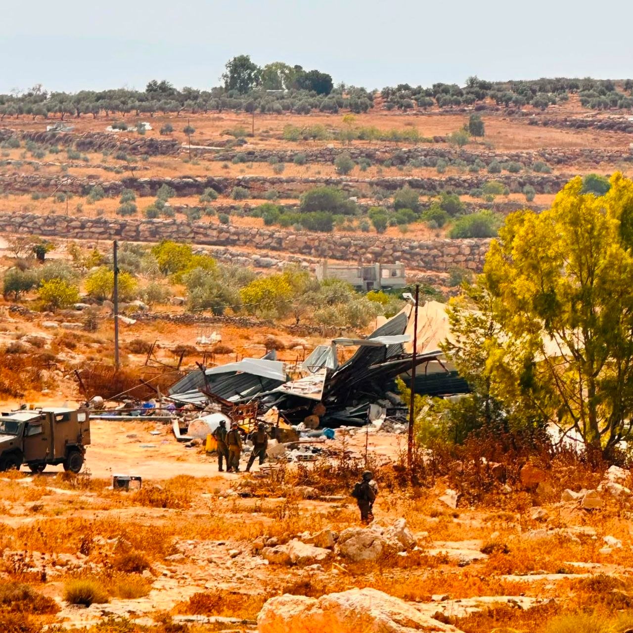 Israeli authorities demolish Palestinian agricultural structures in Beit Dajan, West Bank