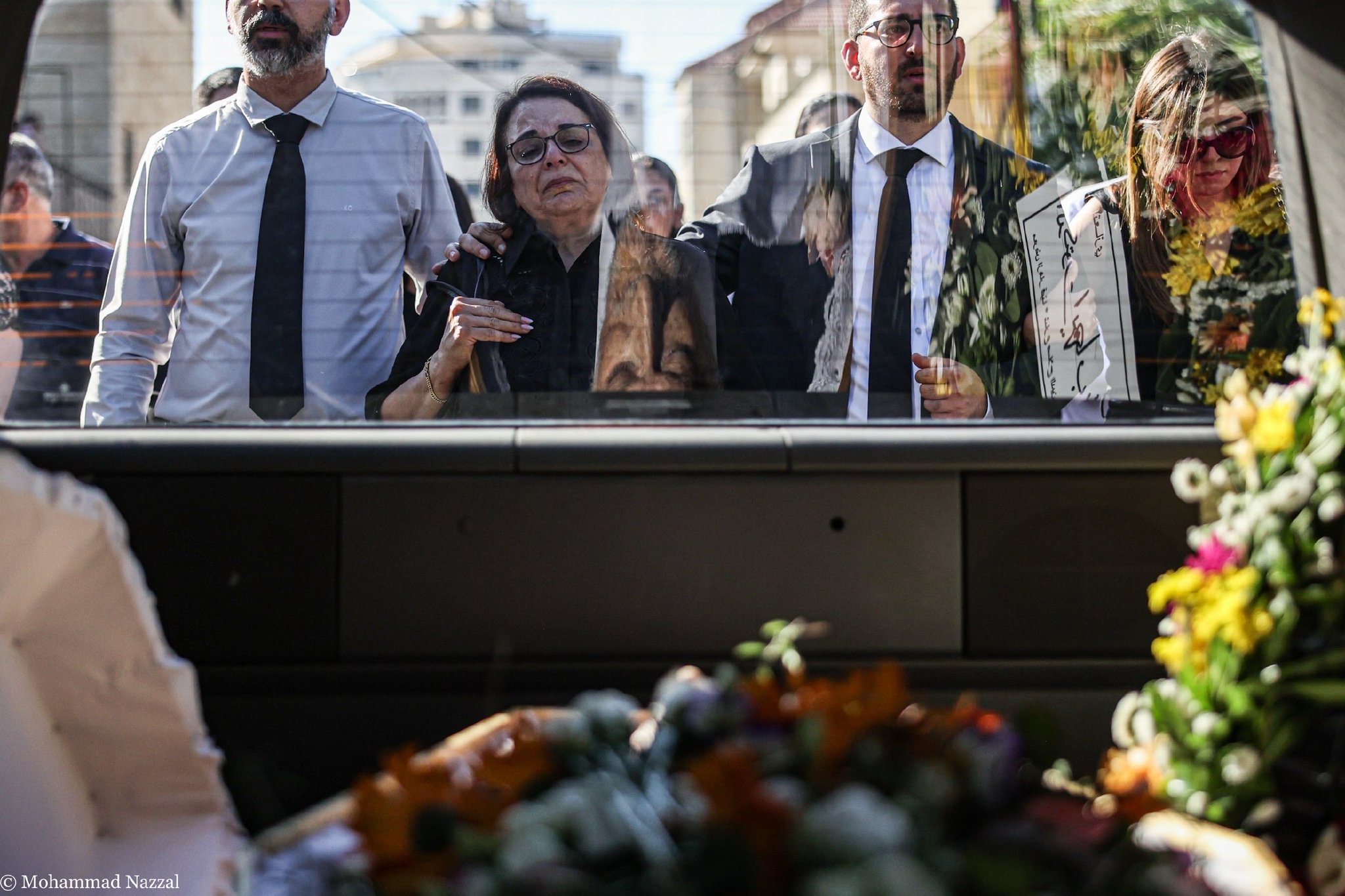 Funeral of Palestinian artist Suleiman Mansour in Birzeit