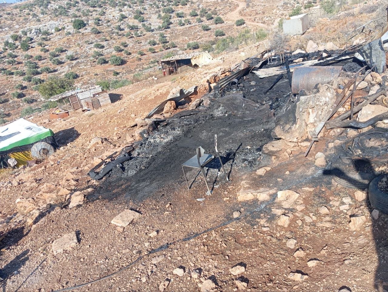 Israeli settlers burn Palestinian farmer’s tent and equipment near Burqa