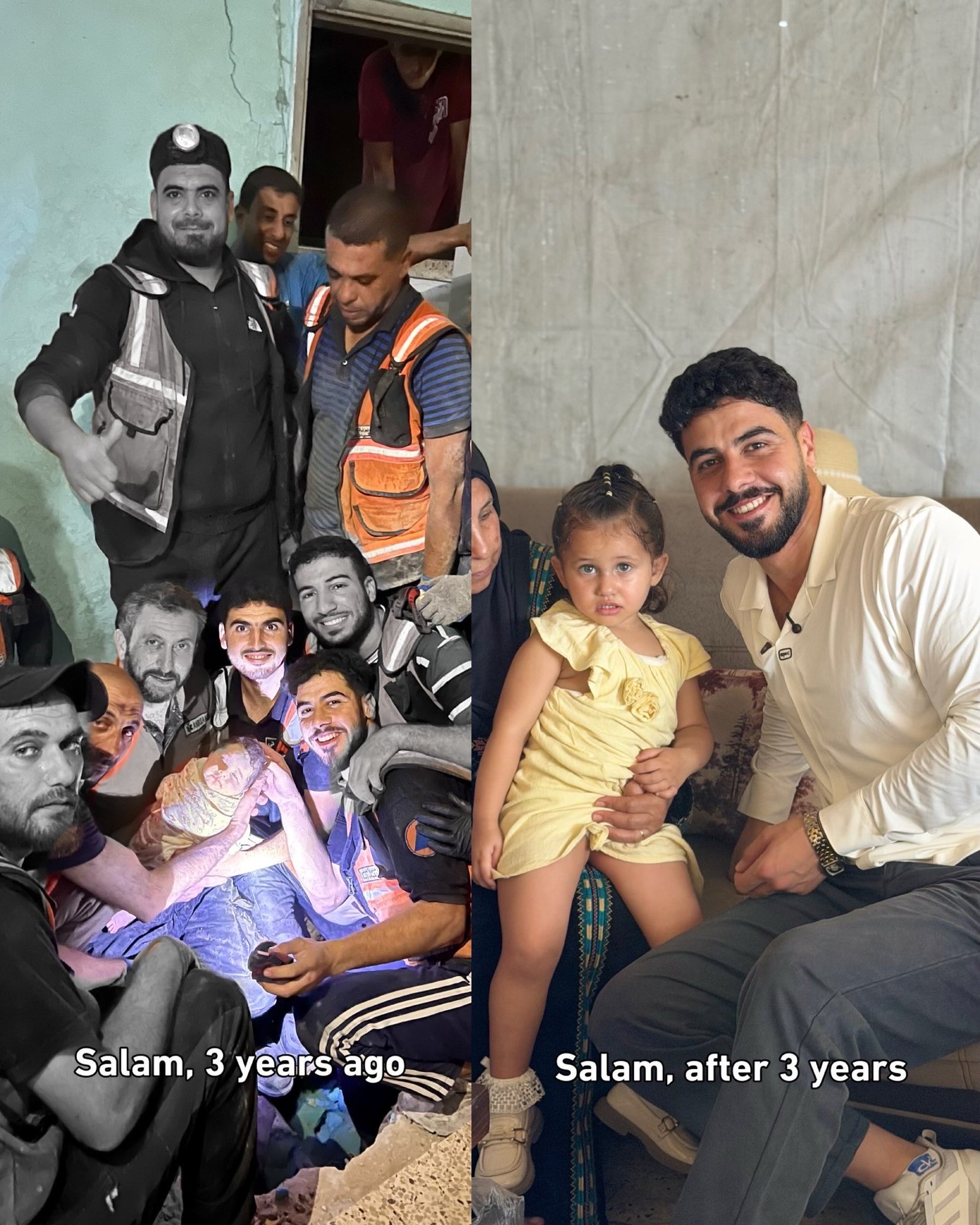Gaza Civil Defense worker reunites with girl rescued as newborn