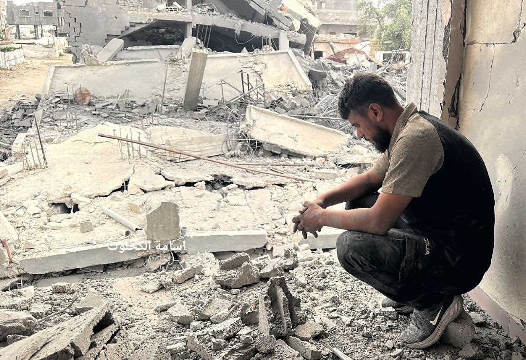 Aftermath of Israeli airstrike on house east of Al-Bureij camp